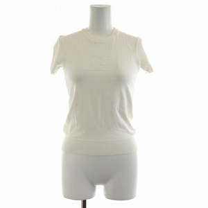  Chanel CHANEL 04C here Mark knitted cut and sewn short sleeves embroidery 38 M white white P22713V01500 /AQ #GY99 lady's 