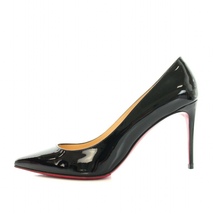 Christian louboutin KATE パンプス ポインテッドトゥ ハイヒール エナメル ビブラムソール 37 24.0cm 黒 赤 3191416 BK01 レディース_画像2