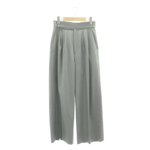 未使用品 ハーリップトゥ Her lip to 近年モデル Manhattan Wide Leg Pants パンツ ワイド タック S グレイッシュブルー /HK ■OS レディ