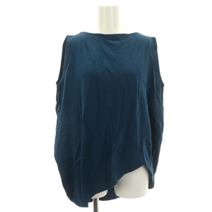 emf.rudoENFOLD high twist heaven .Side Drape tank top T-shirt cut and sewn no sleeve asime cotton 38 dark blue 