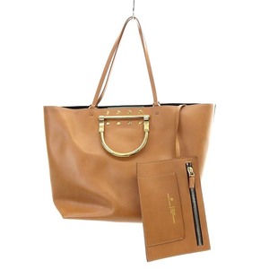  The nketiZANCHETTI SOFT TOTE BAG tote bag handbag shoulder bag 2way leather pouch attaching tea color Brown 