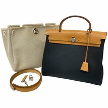 エルメス HERMES エールバッグ PM ショルダーバッグ ハンドバッグ 2way トワルオフィシェ トワルアッシュ レザー □G 黒 ブラック ナチュラ_画像1