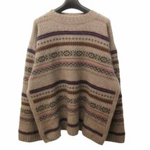 オールドジョー OLDJOE 美品 22AW FAIR ISLE MOCK-NECK JUMPER ニット セーター ライン柄 ビッグシルエット 長袖 DUNE ベージュ 系 40 約L_画像1