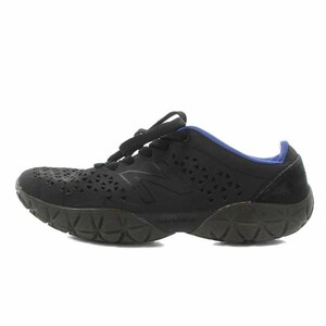 ニューバランス NEW BALANCE スニーカー ローカット パンチング ロゴ US6 23cm 黒 ブラック 青 ブルー /YI13 レディース