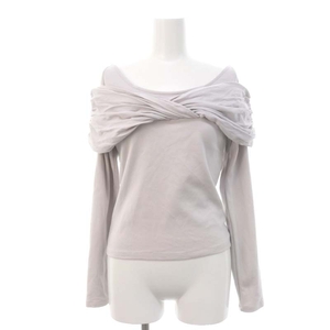  is - lip tuHerlipto close year of model 2Way Shoulder Ruched Top cut and sewn pull over ribbon S light gray 