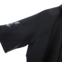 ハレ HARE フラワー刺繍 レギュラーカラー シャツ 五分袖 黒 ブラック S メンズ_画像6