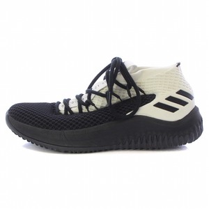 アディダス adidas DAME4 スニーカー バスケットシューズ バッシュ ローカット メッシュ ストレッチ ロゴ US9 27cm 白 ホワイト 黒