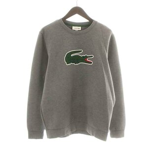 ラコステ LACOSTE スウェット トレーナー 長袖 クルーネック ロゴ ワニ メッシュ 刺繍 4 M グレー 緑 グリーン /NW8 ■BM メンズ