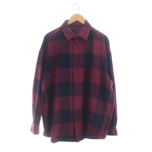 ミスターハリウッド N.HOOLYWOOD 23AW BIG SHIRT チェック シャツ オーバーサイズ 長袖 40 ピンク 紺 ネイビー レディース