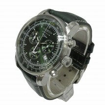 ツェッペリン ZEPPELIN 美品 100周年モデル 日本限定 クロノグラフ 腕時計 8060-4 グリーン文字盤 レザーベルト 替えベルト付_画像2
