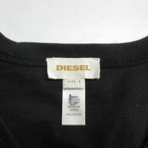 ディーゼル DIESEL 美品 Tシャツ カットソー ロゴ 刺繍 ワッペン カットオフ コットン 半袖 黒 ブラック L 0307 メンズ_画像3