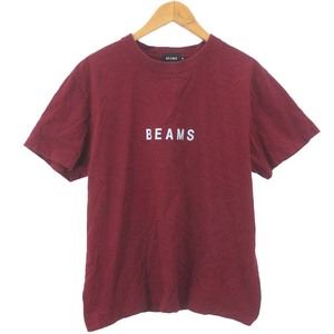 ビームス BEAMS 11-08-5885-591 Tシャツ カットソー 半袖 ロゴ プリント レッド 赤 M ■GY31 メンズ レディース