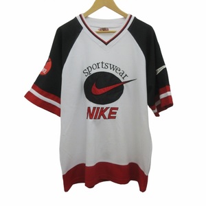 ナイキ NIKE 90s ゲームシャツ メッシュ Tシャツ カットソー ラグラン ロゴ スウッシュ 刺繍 L マルチカラー ■GY09 メンズ