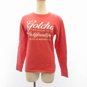 ガッチャ GOTCHA ロゴプリント Tシャツ カットソー 長袖 赤 レッド系 S ■GY09 レディース