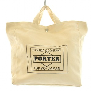 ポーター PORTER 吉田カバン CASE LOWERCASE ショルダーバッグ ハンドバッグ 2WAY キャンバス ロゴ プリント アイボリー