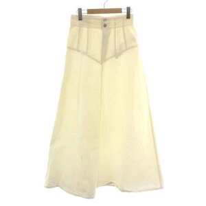 ru Phil LE PHIL Denim skirt flair long maxi Zip fly 0 XS white white /NW6 lady's 