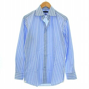 麻布テーラー azabu tailor シャツ ストライプワイドカラー 長袖 青 ブルー 白 ホワイト /TK メンズ