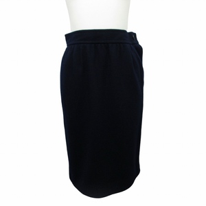  Yves Saint-Laurent YVES SAINT LAURENT beautiful goods wool skirt tight knee height M navy navy blue #WY 0312 lady's 