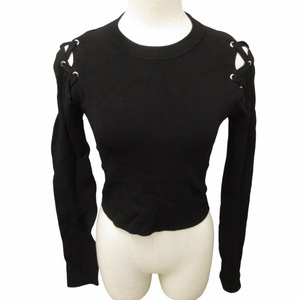 プロエンザスクーラー PROENZA SCHOULER カットソー Tシャツ 肩リボン 長袖 黒 ブラック XSサイズ 0310 STK レディース