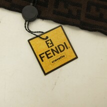 未使用品 フェンディ FENDI タグ付 マフラー ストール ズッカ柄 モノグラム フリンジ ウール 茶 黒 ブラウン ブラック IBO48 レディース_画像6