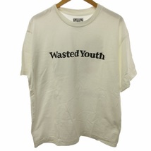 ウェイステッドユース Wasted youth 美品 近年モデル プリントTシャツ カットソー 半袖 白 ホワイト XLサイズ 0307 メンズ_画像1