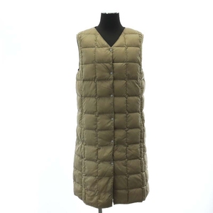 ta ion TAION quilting down vest long nylon outer M khaki beige /HS #OS lady's 