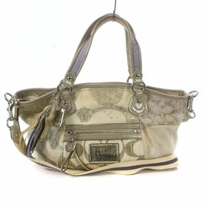 コーチ COACH ポピー POPPY ハンドバッグ ショルダー 2WAY シグネチャー メタリック キャンバス ベージュ 16732 /AQ ■GY18 レディース