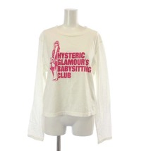 HYSTERIC GLAMOUR DIZZY & MILKY Tシャツ カットソー ショート 長袖 クルーネック ガール ロゴ F 白 ピンク 01221CL02_画像1