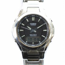 カシオ CASIO ウェーブセプター WAVE CEPTOR LINEAGE 腕時計 電波時計 ソーラー式 デジタル アナログ 黒文字盤 シルバーカラー LCW-110_画像1