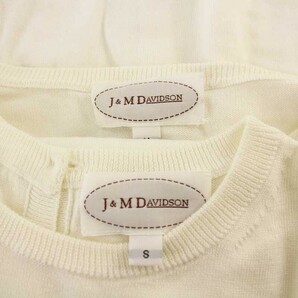 ジェイ&エムデヴィッドソン J&M Davidson アンサンブル ニットカーディガン カットソー クルーネック M S 白 ホワイト /KQ レディースの画像4