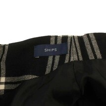 シップス SHIPS ナロースカート タイト ロング チェック柄 38 M 黒 ブラック 白 ホワイト /KQ レディース_画像4