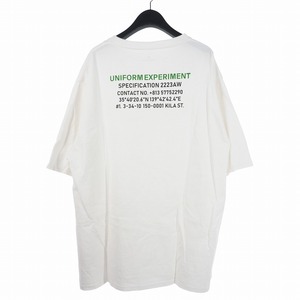 ユニフォームエクスペリメント uniform experiment ロケーション ロゴ Tシャツ バック プリント クルーネック 3 ホワイト UE-222040