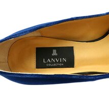 ランバン LANVIN COLLECTION パンプス ベロア エナメル ポインテッドトゥ ヒール チャンキーヒール 23.0cm 紺 ネイビー 黒 ブラック_画像7