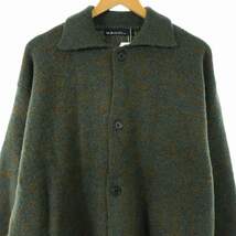 未使用品 green label relaxing Morley キモウ ポロ カーディガン ニット 長袖 衿付き 総柄 ウール混 M カーキ_画像4