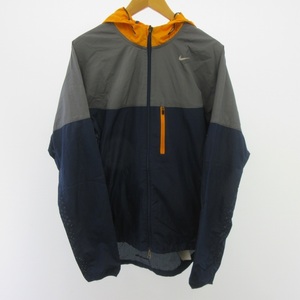 ナイキ NIKE VAPOR JACKET ジャケット ウインドブレーカー ロゴ メッシュ グレー オレンジ ネイビー M ■122 メンズ