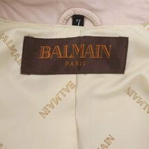 バルマン BALMAIN レザー ノーカラージャケット ノーカラー 羊革 7 S ピンク /YQ ■OS レディース_画像3