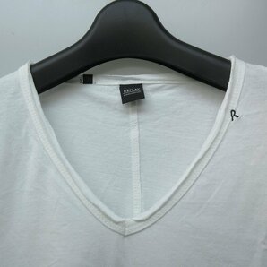 リプレイ REPLAY 美品 Tシャツ カットソー 袖 ワンポイント ロゴ プリント Vネック 半袖 白 ホワイト M ■SH 0314 ■023 メンズの画像3