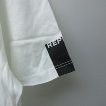 リプレイ REPLAY 美品 Tシャツ カットソー 袖 ワンポイント ロゴ プリント Vネック 半袖 白 ホワイト M ■SH 0314 ■023 メンズ_画像4