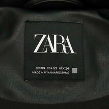 ザラ ZARA フェイクレザー 中綿 ロング ベスト フーディー ジップアップ XS 黒 ブラック /AT ■OS レディース_画像3