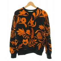 ami alexandre mattiussi tropical print sweat トレーナー クルーネック 長袖 Vガゼット 花柄 裏起毛 M 黒 オレンジ メンズ_画像1