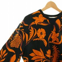 ami alexandre mattiussi tropical print sweat トレーナー クルーネック 長袖 Vガゼット 花柄 裏起毛 M 黒 オレンジ メンズ_画像5