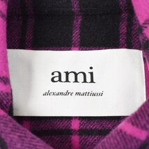 アミ アレクサンドル マテュッシ ami alexandre mattiussi フランネルシャツ チェック ウール混 バックプリント ピンク UJK220.412 ■GY20_画像3