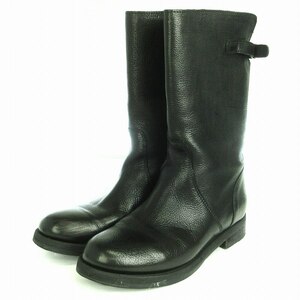  Dolce & Gabbana Dolce&Gabbana DOLCE&GABBANA boots long Logo plate round tu leather black 38 25cm rank shoes #SM1 lady's 