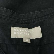 マーガレットハウエル MARGARET HOWELL リネン バンドカラーブラウス シャツ 七分袖 スキッパー 3 L 黒 ブラック /AT ■OS レディース_画像3