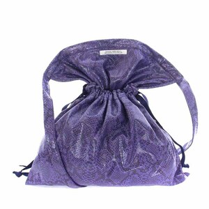 未使用品 フィルザビル FILL THE BILL エプロンバッグ ショルダーバッグ 巾着 パイソン型押し 紫 パープル /YI58 レディース