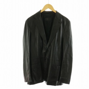  Prada PRADA 2B leather jacket tailored ram leather side Benz book@ cut feather 46 M black black #GY17 /MQ men's 
