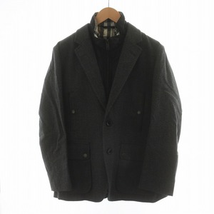 BURBERRY LONDON テーラードジャケット シングル インナー付き キルティングベスト ノバチェック M グレー A1E72-412-07