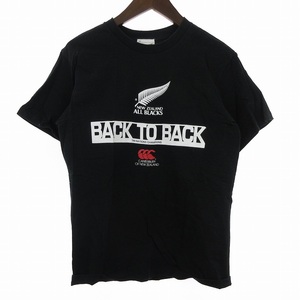 カンタベリー CANTERBURY オールブラックス ALL BLACKS Tシャツ カットソー 半袖 プリント コットン 黒 ブラック M ■SM1 メンズ