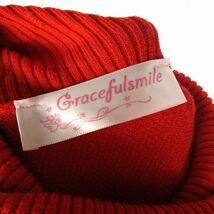 グレイスフルスマイル Gracefulsmile セーター ニット ドルマンスリーブ タートルネック 無地 フリンジ ウール混 赤 レッド ■SM1_画像7