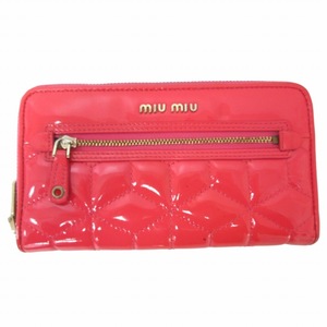 ミュウミュウ miumiu エナメル長財布 ウォレット ゴールド金具 ピンク 0317 レディース レディース